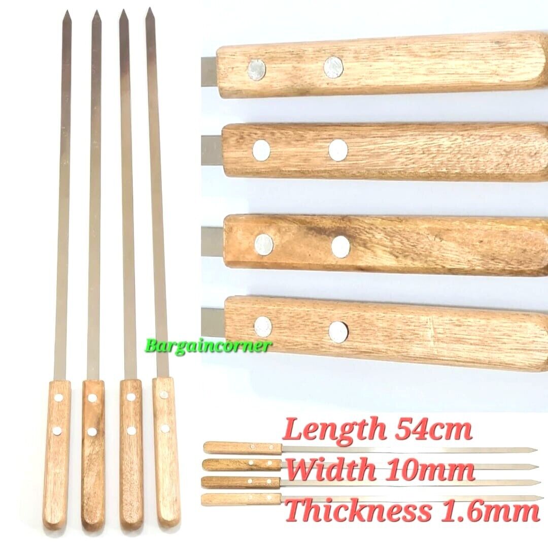 4-Piece Premium Wide Skewer Set with 54cm Length for Kebab Grill BBQ Default Title