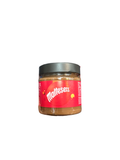 a jar of peanut butter on a white background