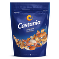 Castania Extra Nuts resealable packaging showcasing a mix of nuts and a high-quality design. The package is labeled for convenience and freshness.