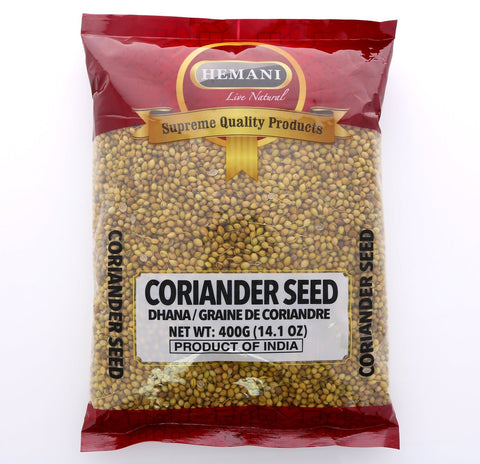 HEMANI Coriander Seeds Whole - Dhania - Graine de Coriandre - Indian Spice - 400g (14.1) - Great for Cooking & Seasoning - All Natural Gluten Friendly & NON-GMO - Vegan Default Title