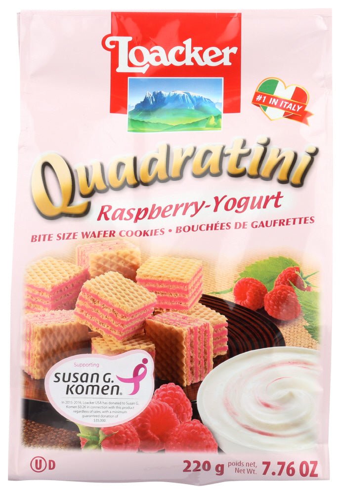 Loacker Quadratini Raspberry Yogurt Wafer Cookies 7.76 Oz Bag Default Title