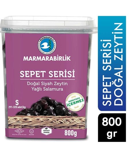 Marmara Birlik Sepet Serisi Hazır Kap Doğal Siyah Zeytin 800 Gr (291-320) Default Title