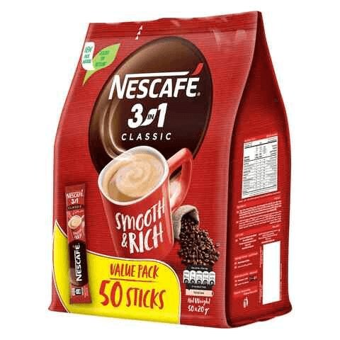 Nestle Nescafe 3In1 Smooth & Rich Instant Coffee Mix Sachet 20g×50 Sticks Default Title