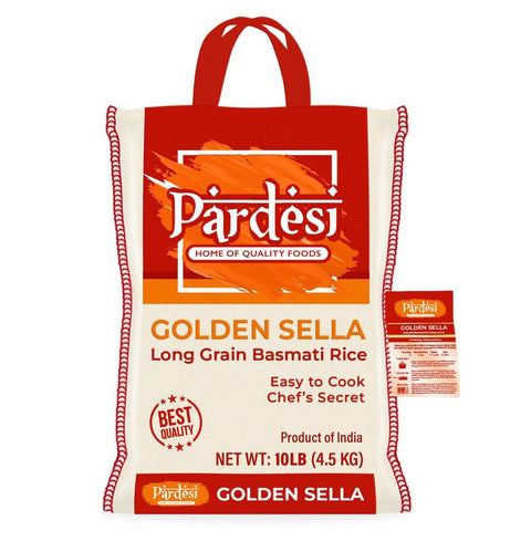 PARDESI Basmati Golden Sella Parboiled Rice 10LB - Easy to Cook - Low Glycemic Index Default Title