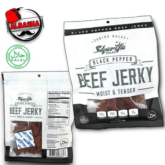 Sharifa beef jerky six flavors - halal (80g) Black pepper