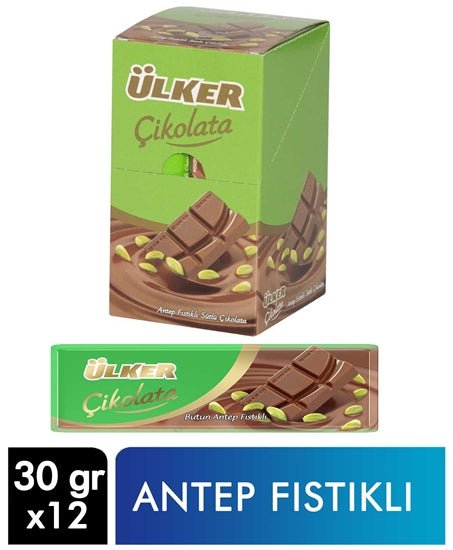 Ulker Chocolate With Pistachio Box 12X30g Default Title