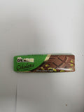 Close-up view of Ülker Chocolate bar packaging highlighting the pistachio flavor, displayed against a white background.